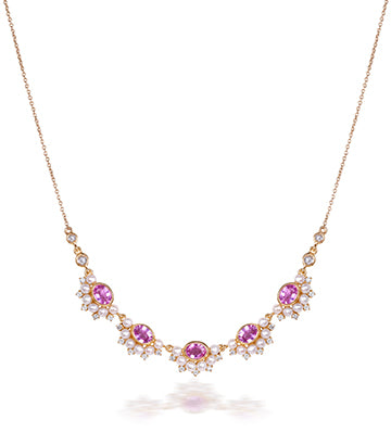 Pearl,Diamond and Pink sapphire necklace